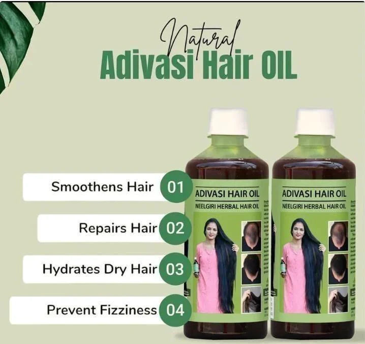 ORIGINAL ADIVASI NEELGIRI HERBAL HAIR OIL - DIRECTLY FROM KARNATAKA (BUY 1 GET 1 FREE)